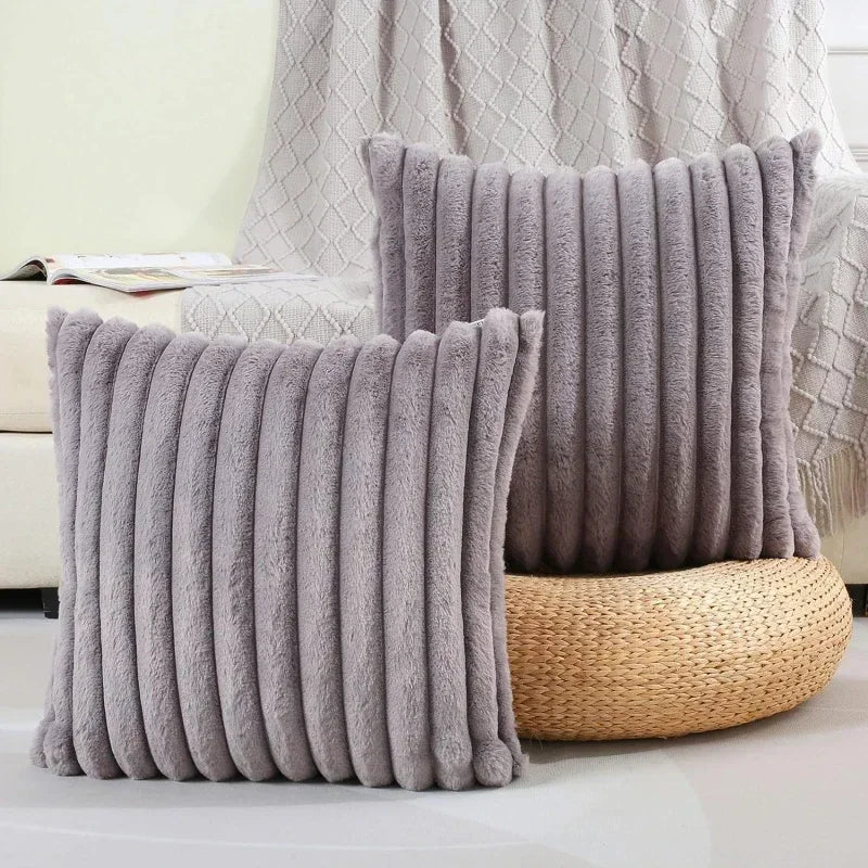 Thick Striped Soft Solid Color Pillow Cover 45x45cm