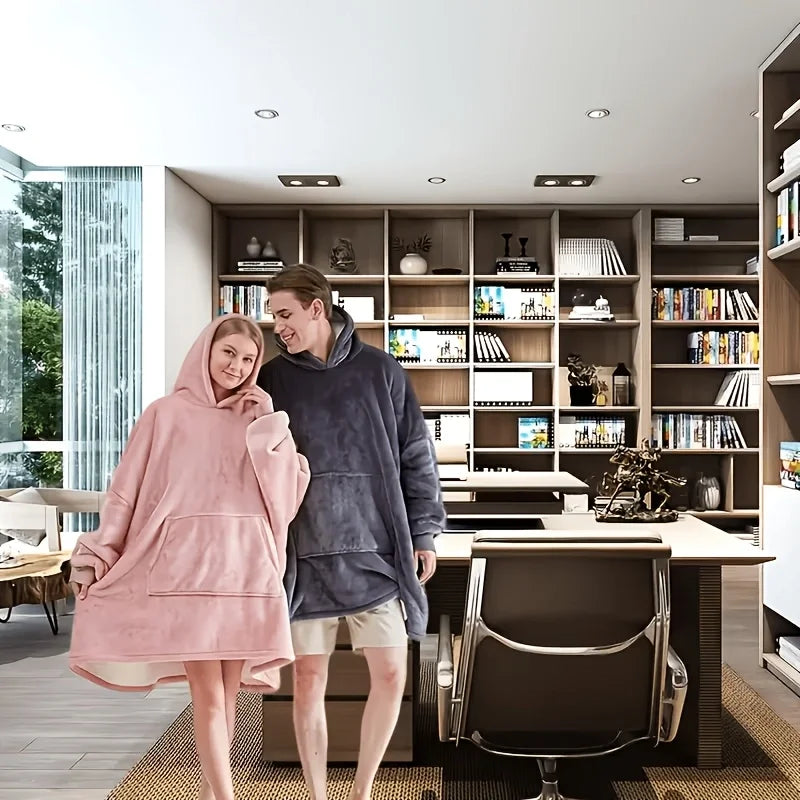 Soft Double-Sided Wearable Hooded Blanket Pajamas