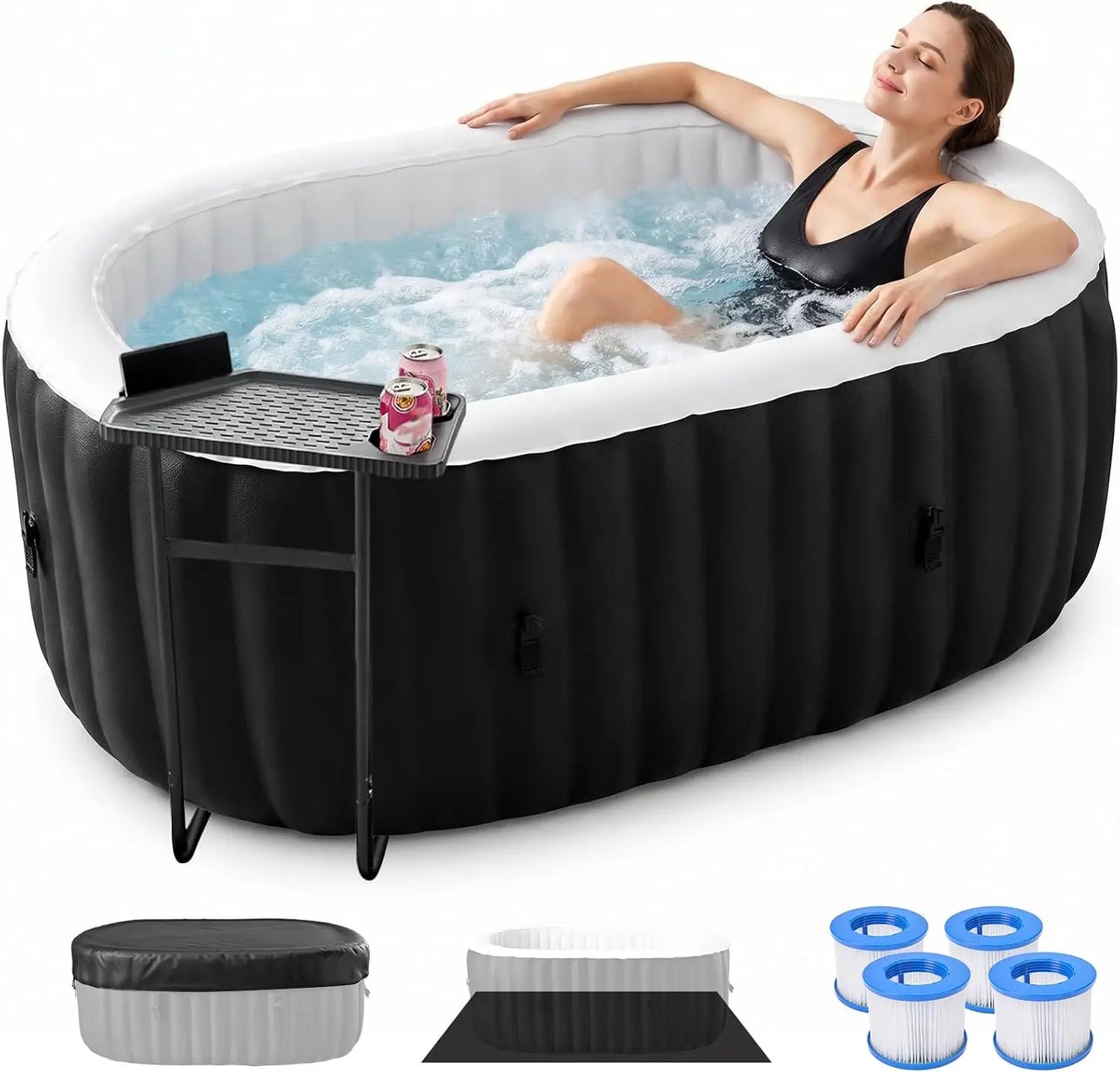 2 Person Inflatable Hot Tub PVC 100 Air Jets Heater Pump