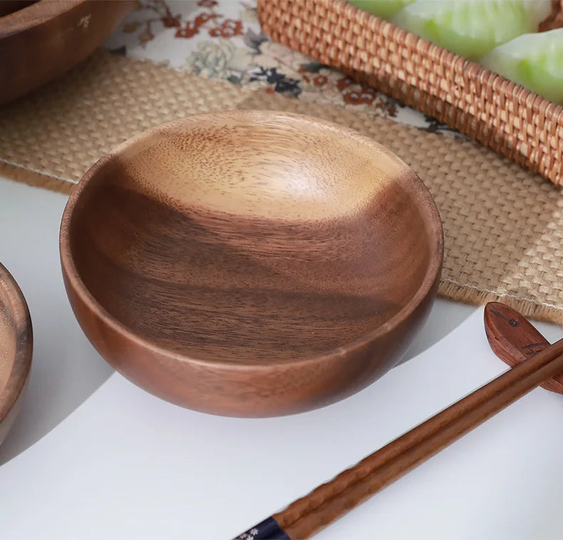 Japanese Style Wooden Salad Bowls Large Acacia Wood