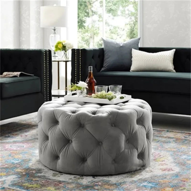 Velvet Round Ottoman Luxury Sofa Pouf