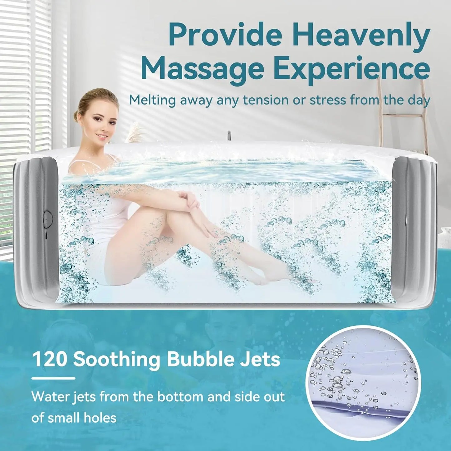 2-4 Person Inflatable Hot Tub,  120 Air Jets, Insulated, Custom