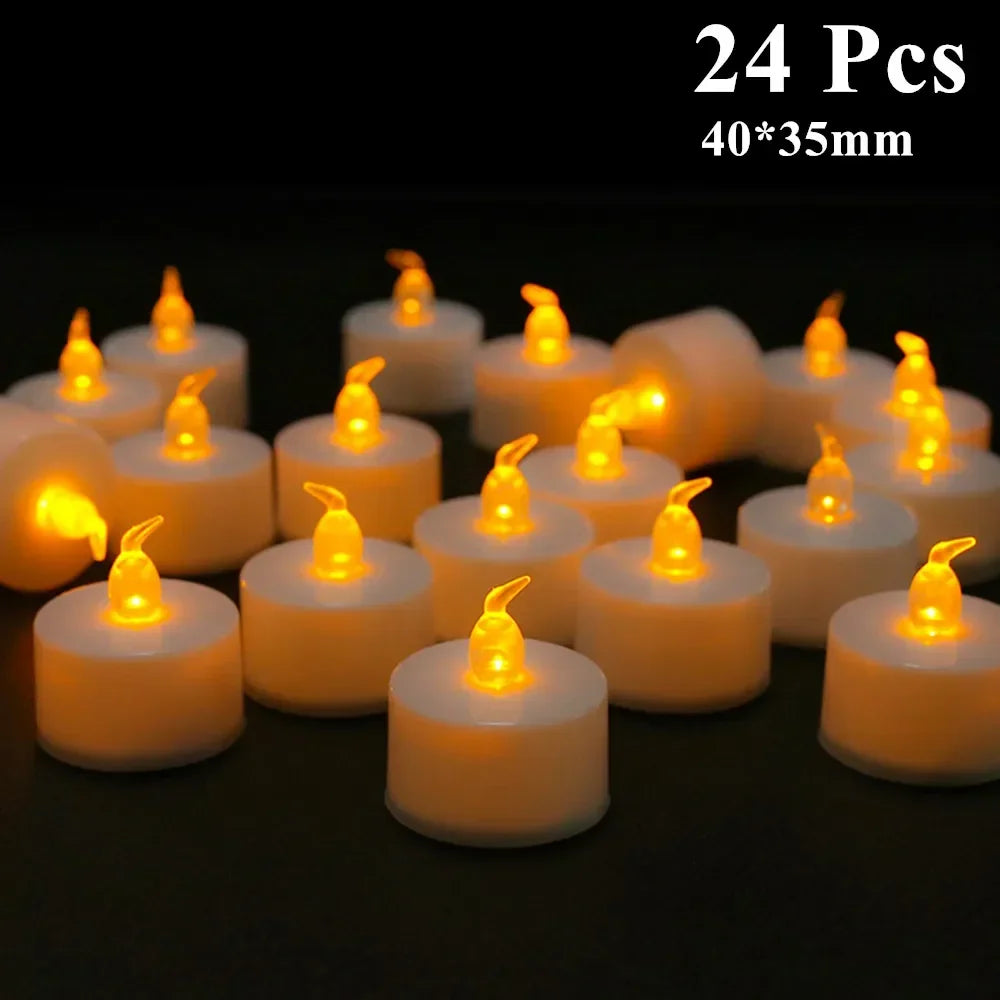 6/24Pcs Flameless LED Candles Tea Light - Battery Powered