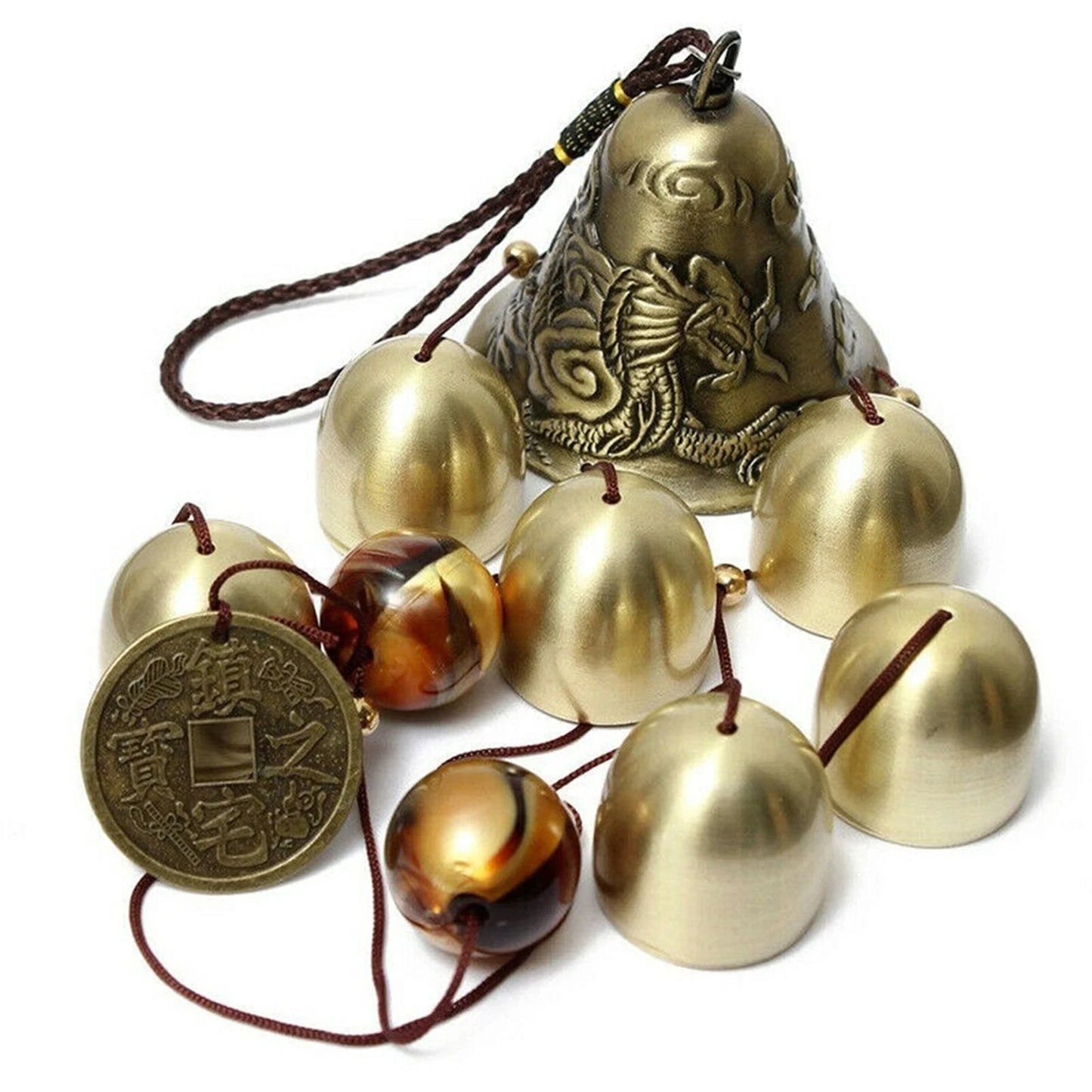6 Copper Bells Wind Chimes -Metal Hanging Ornament