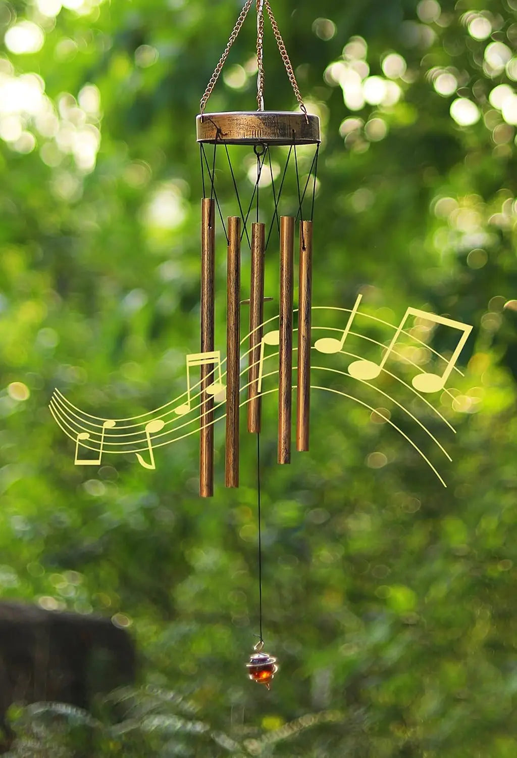 Solar Sun Wind Chimes, 42" Waterproof LED Glass Bells