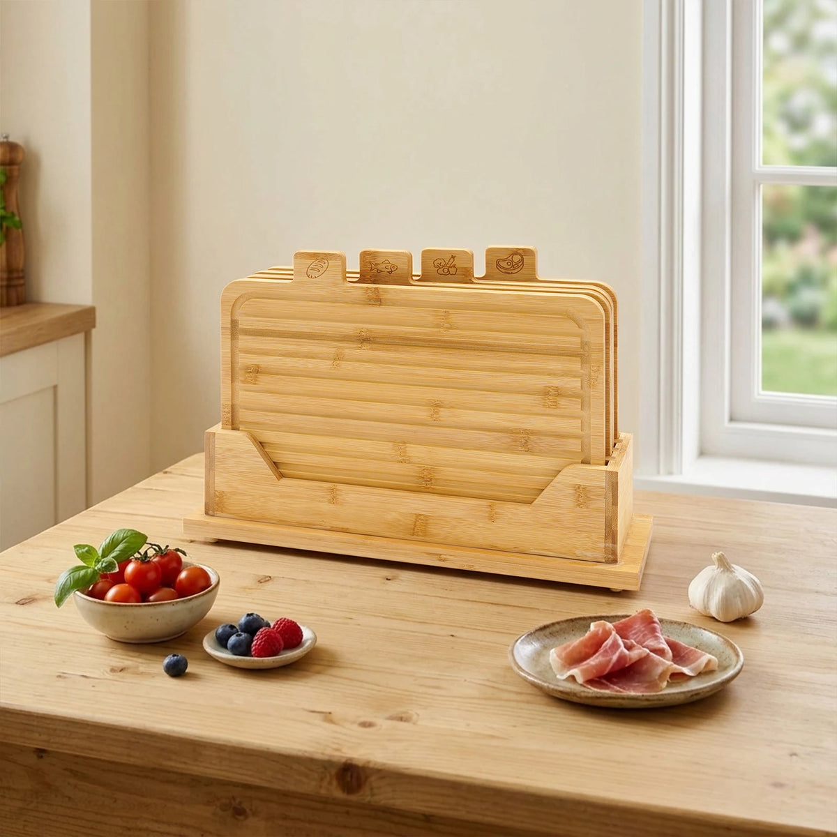 4PCS Wood Cutting Board Set  Charcuterie Available on Both Sides