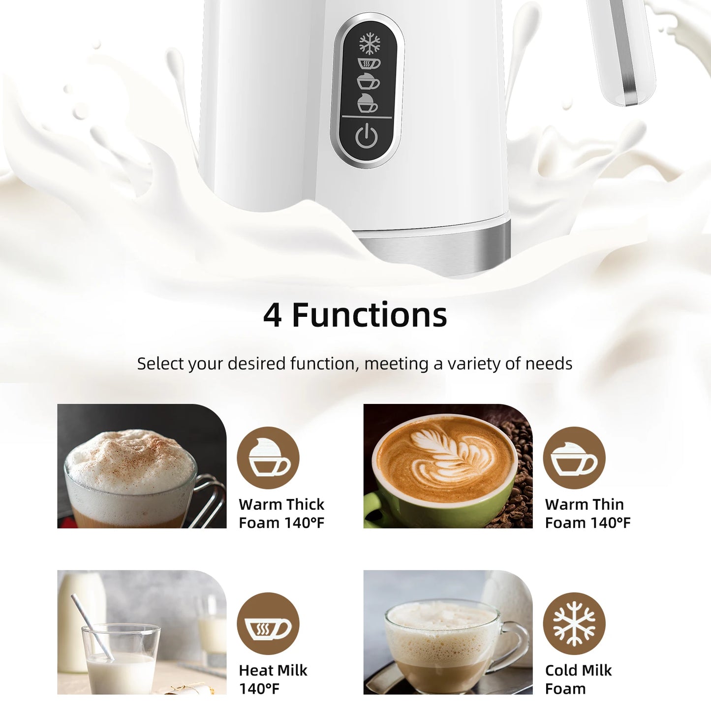 BioloMix,4 in 1 Automatic Hot and Cold Milk Frother