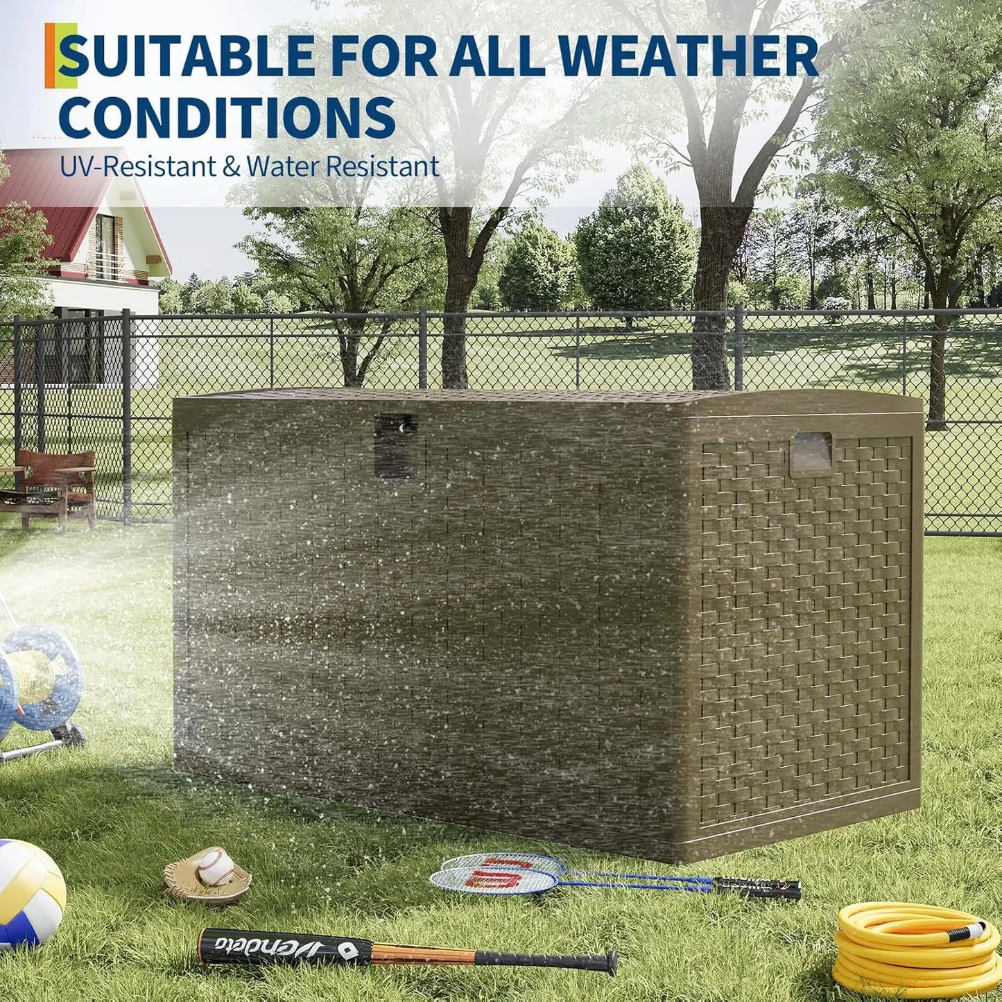 120 Gallon Outdoor Waterproof Storage Box Lockable Outdoor Storage Boxes Deck Storage Boxes for Package Delivery Deck Boxes