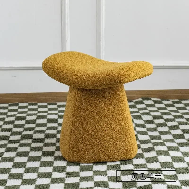 Nordic Ottoman Sitting Pouf Stool - Wooden Vanity Chair