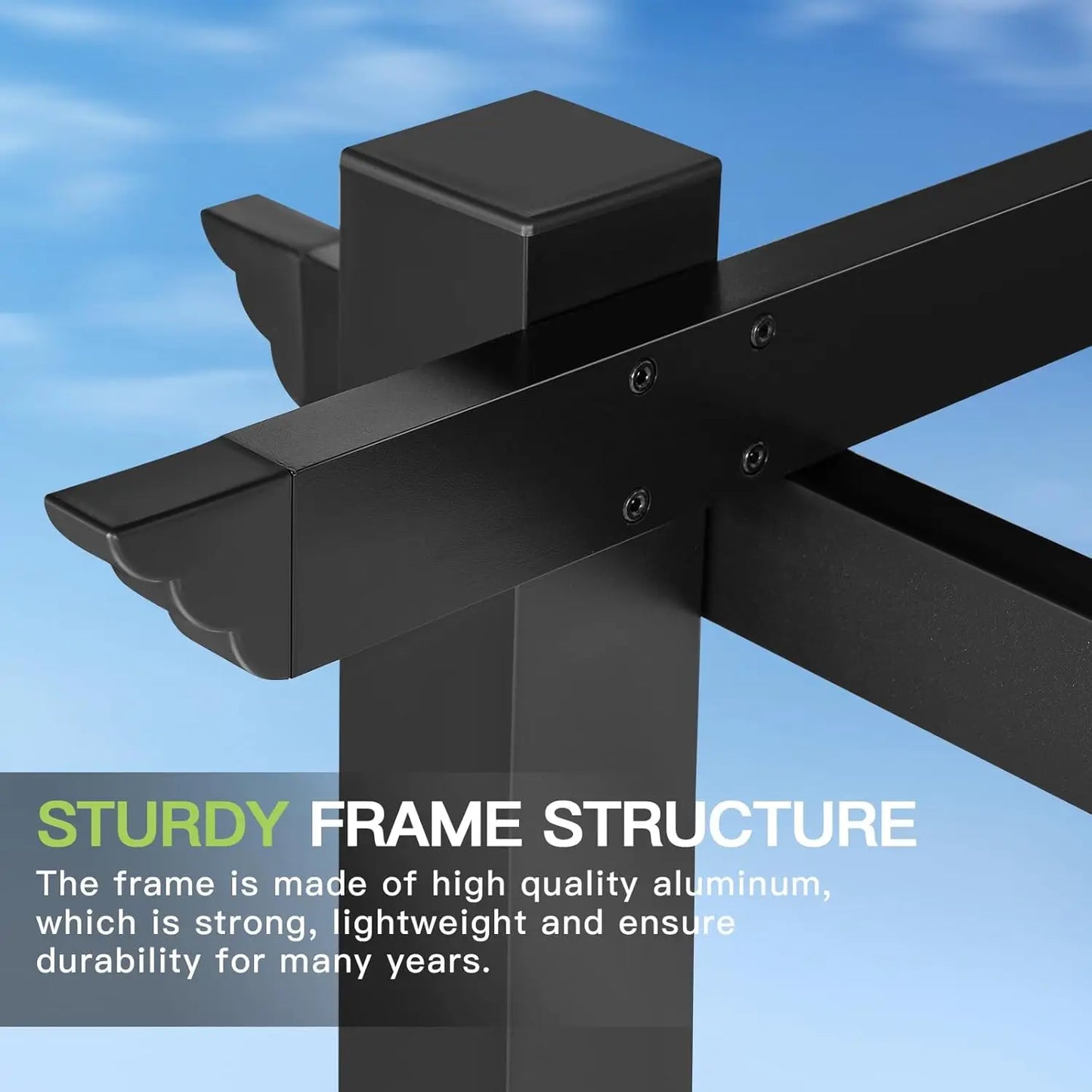 12x14 Outdoor Pergola, Patio Aluminum Pergola  Retractable Canopy