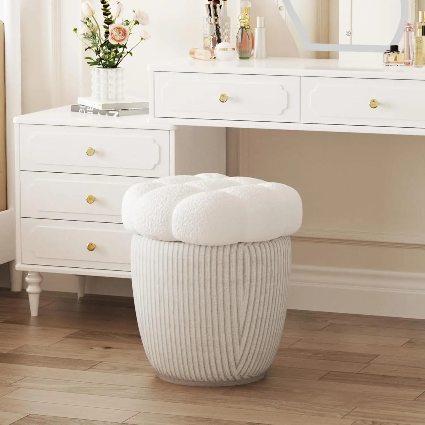 Cloud Cashmere Cake Storage Stools ＆Ottomans, Round 17.7"