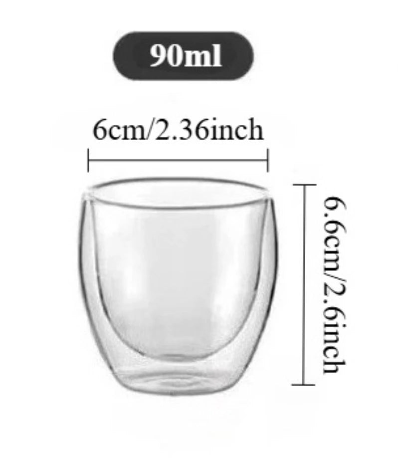 5 Sizes Double Wall Insulated Glass Cup Clear Espresso Coffee Mugs