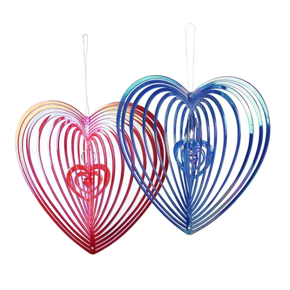 Metal Wind Chime Beating Heart Love Rotating Wind Chime