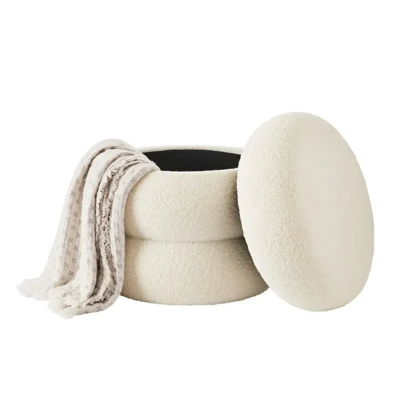 Boucle Cloud Storage Ottoman, Cream Color