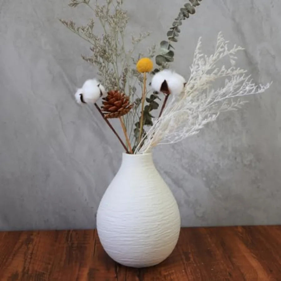 Snow Inspired Flower Vase, Ceramic Vases, White