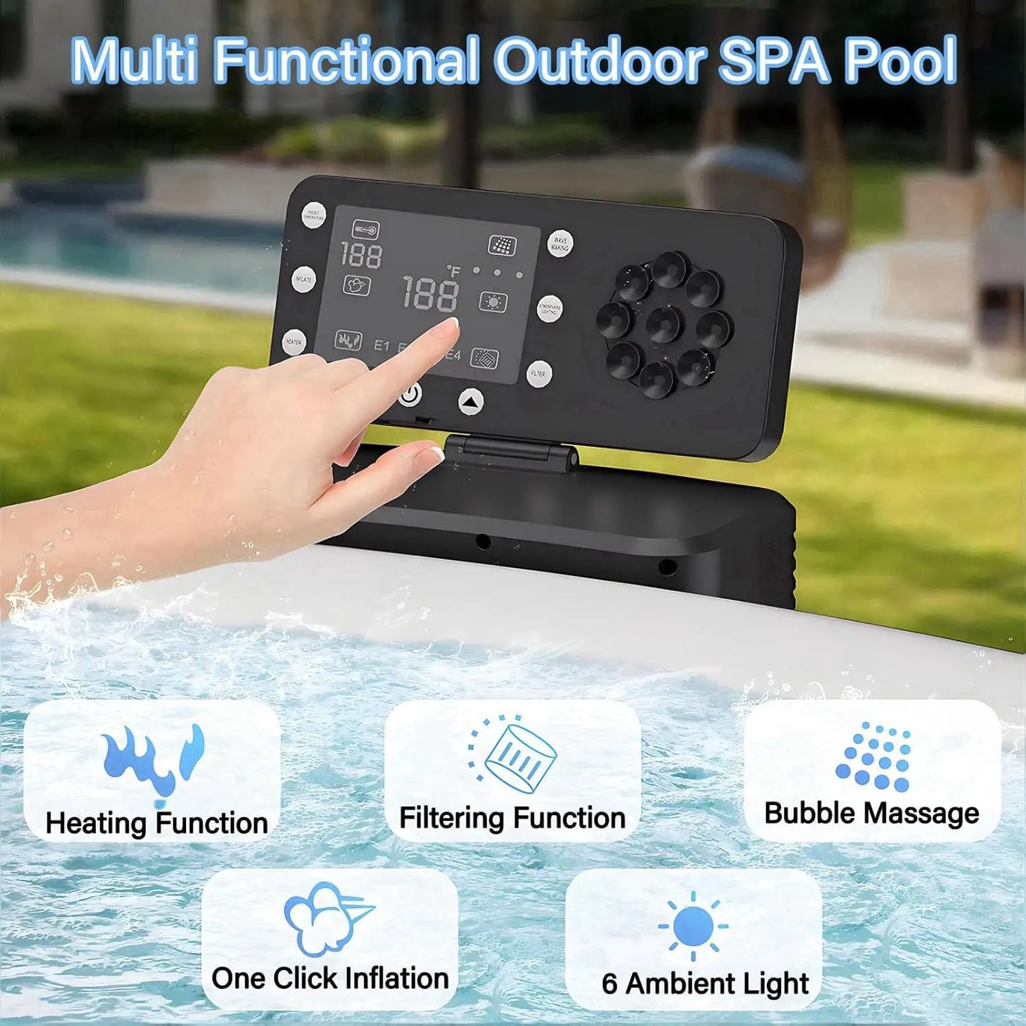 Large Hot Tub 4 6 People Inflatable Portable 180 Air Jets