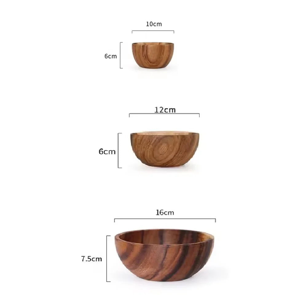 Salad Bowl Home Decor Bowl Solid Acacia Wood Basin Large