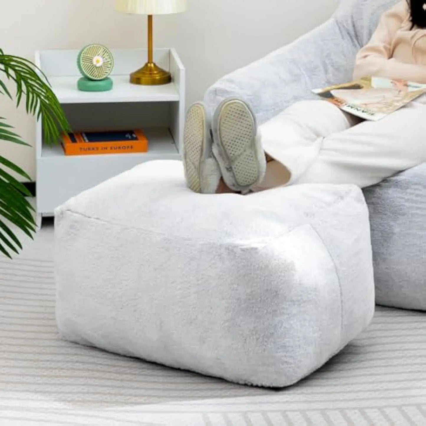 15inch H Bean Bag Ottoman Pouf  6.6LB Memory Foam Filled