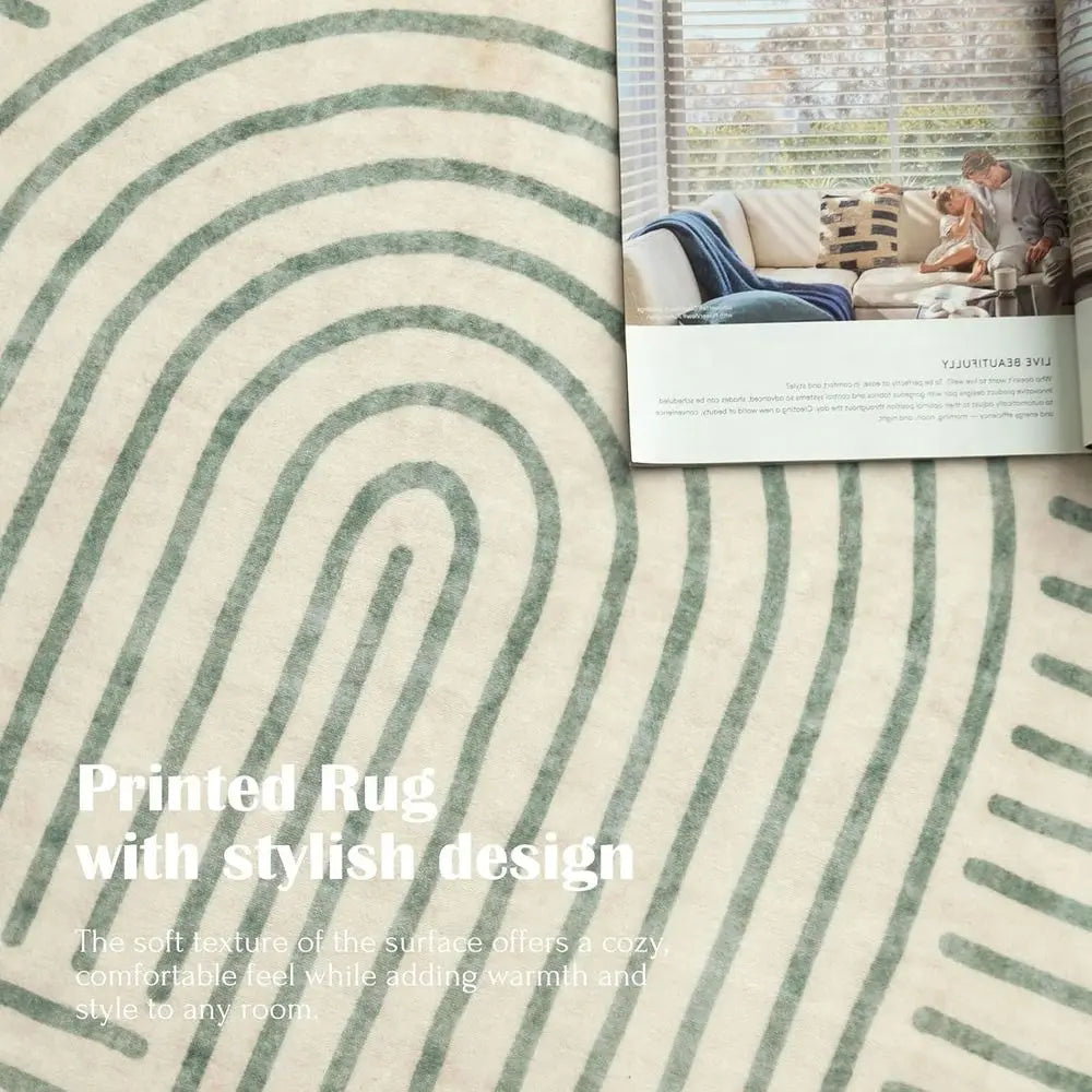 Sage Green Boho Chic 5x7 Area Rug, Ultra-Soft