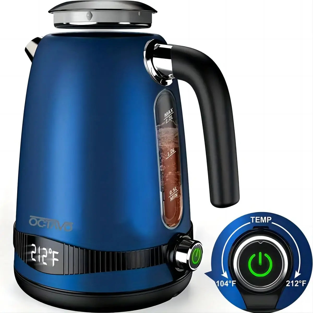 1pc 1.8QT Electric Kettle, US Plug, 7 Heat Settings & LED Display (1100W)