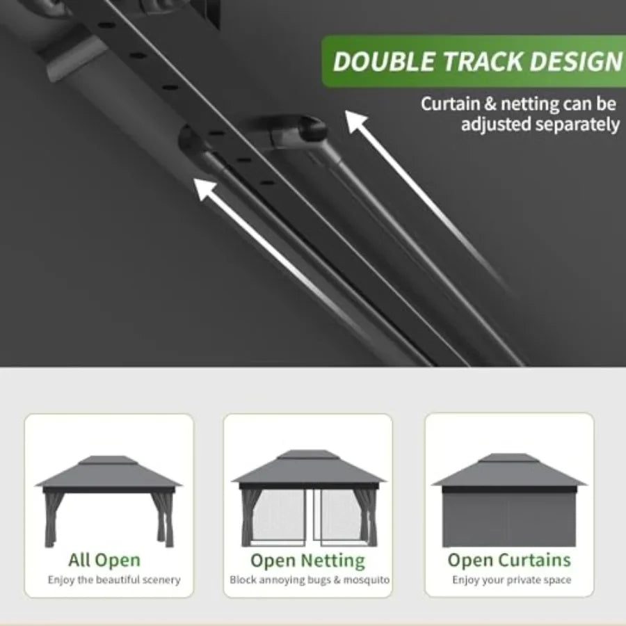 Outdoor Gazebo for Patio 10'x13' - Heavy DutyDouble Roofs