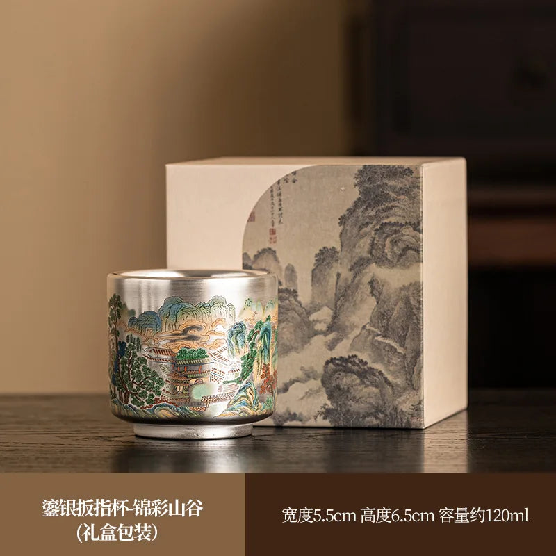 Silver Lined Ceramic Master Tea Cup,