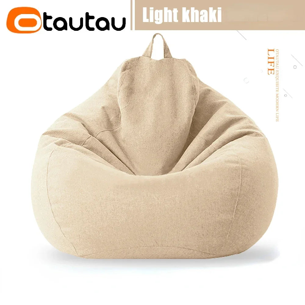 Filled 70cm Bean Bag Sofa with Filler Big Cotton Linen