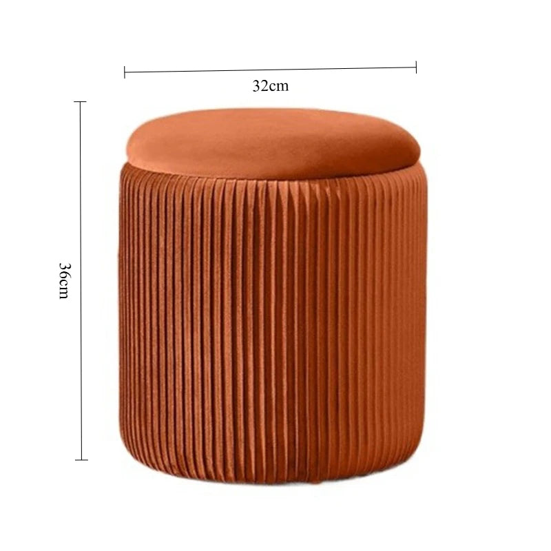 Round Ottoman  Pouf with Storage Space