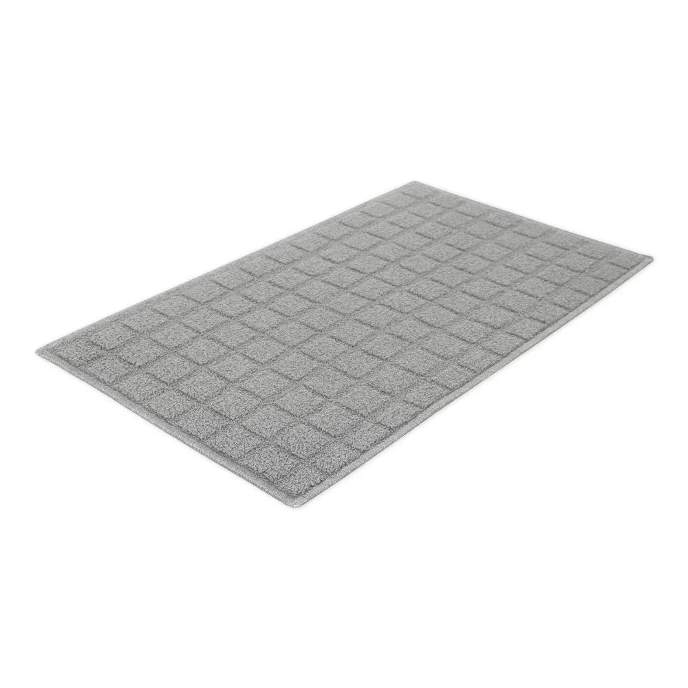 Area Rug Gray Woven Grid Machine Washable