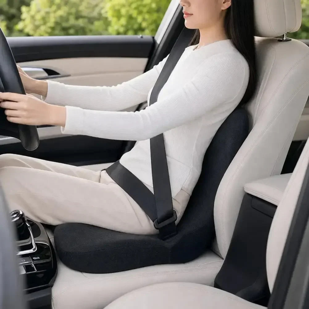 L-Shaped Memory Foam Seat Cushion with Fixing Strap,