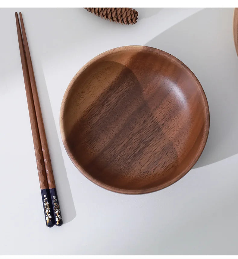 Japanese Style Wooden Salad Bowls Large Acacia Wood