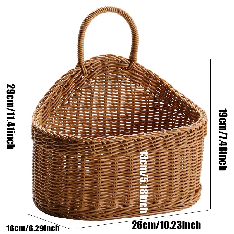 Wall Mounted  Simulated Rattan Hanging Basket,