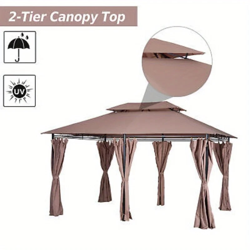 10'x13' Outdoor 2-Tier Vented Canopy Steel Gazebo