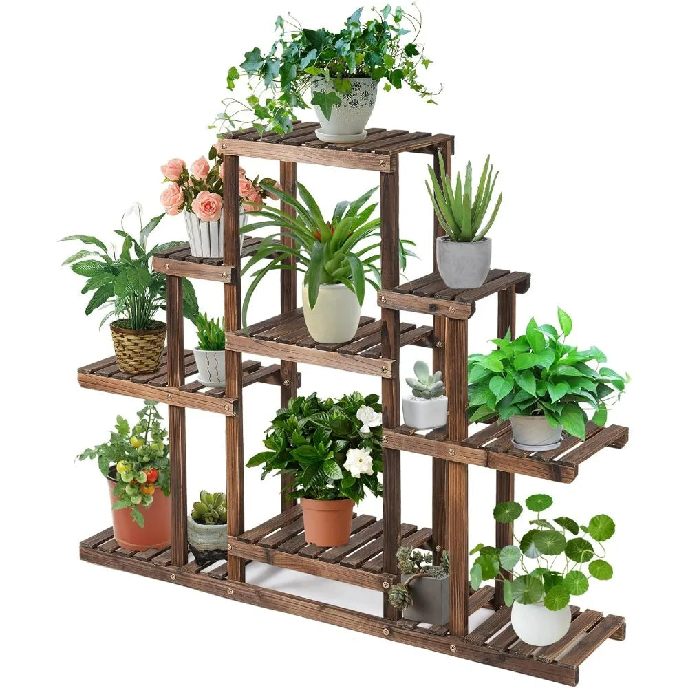 Wood Flower Stand, Shelf Holder Freestanding Plant Rack