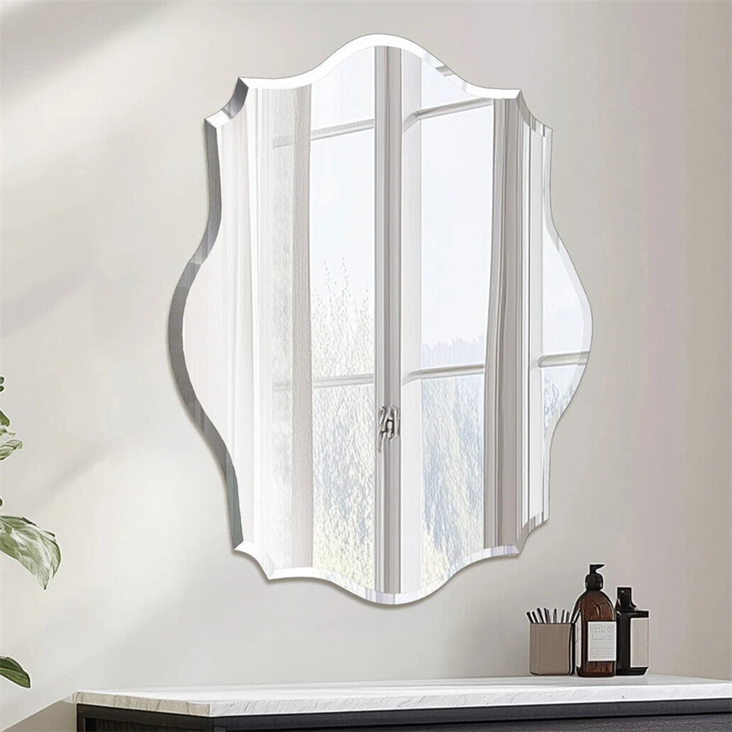 Frameless Wall Mirror Scallop Oval Mirror 28x20 inch/32x24inch
