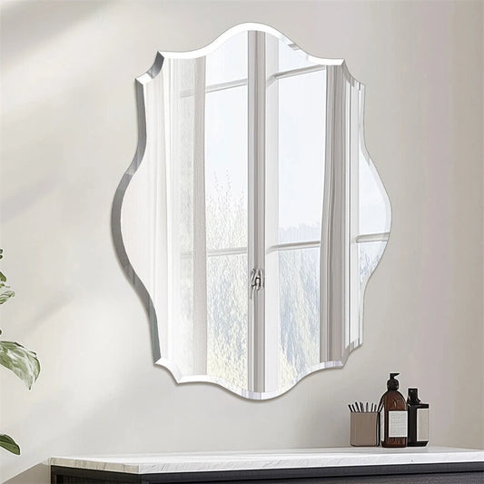 Frameless Wall Mirror Scallop Oval Mirror 28x20 inch/32x24inch