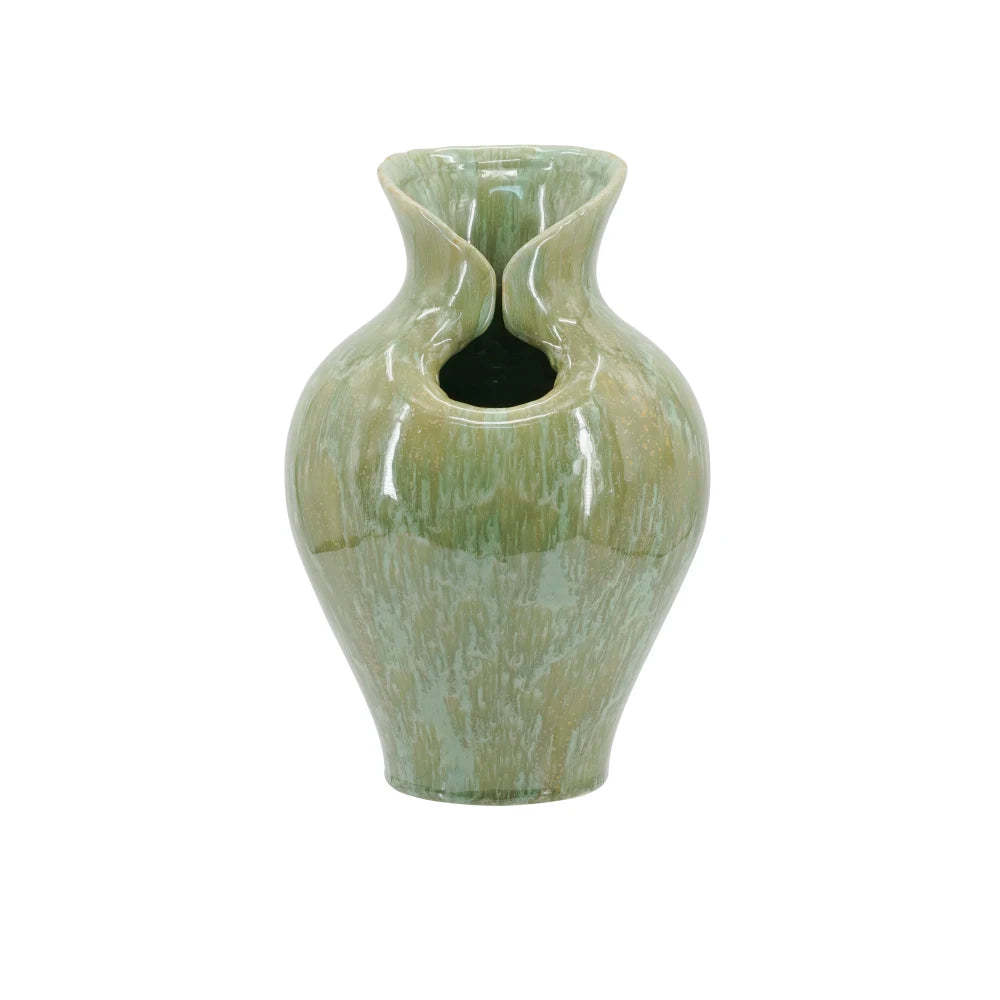 D7.9x11.8" Sage Office Green Sculptural Ceramic Vase