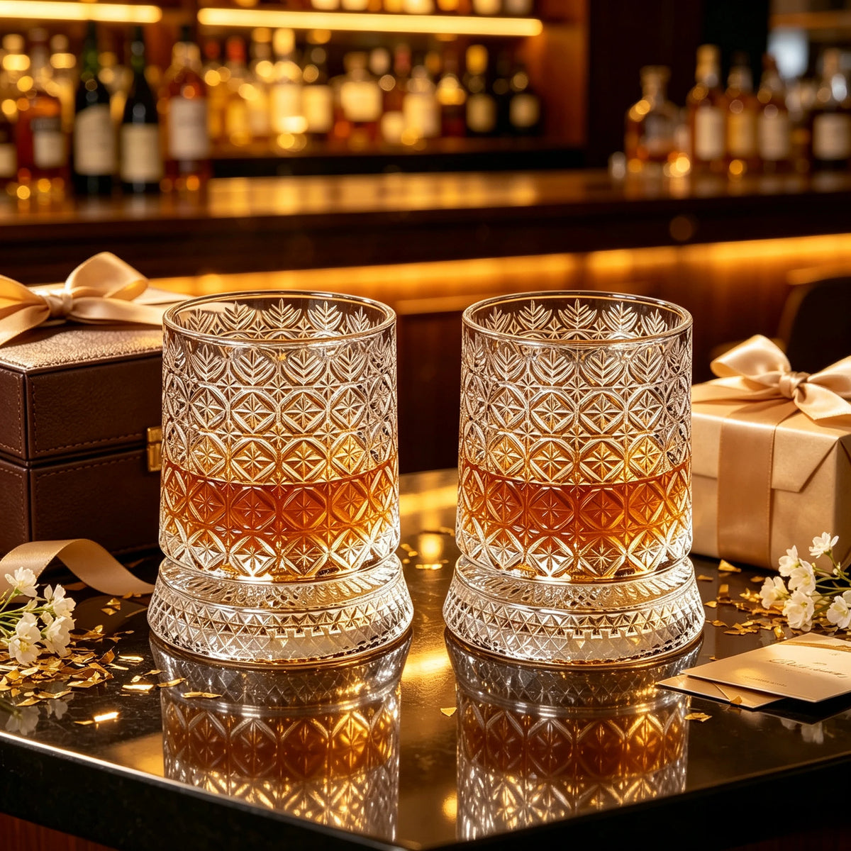 2PC Luxurious Rotating Crystal Whiskey Glasses – 360 °