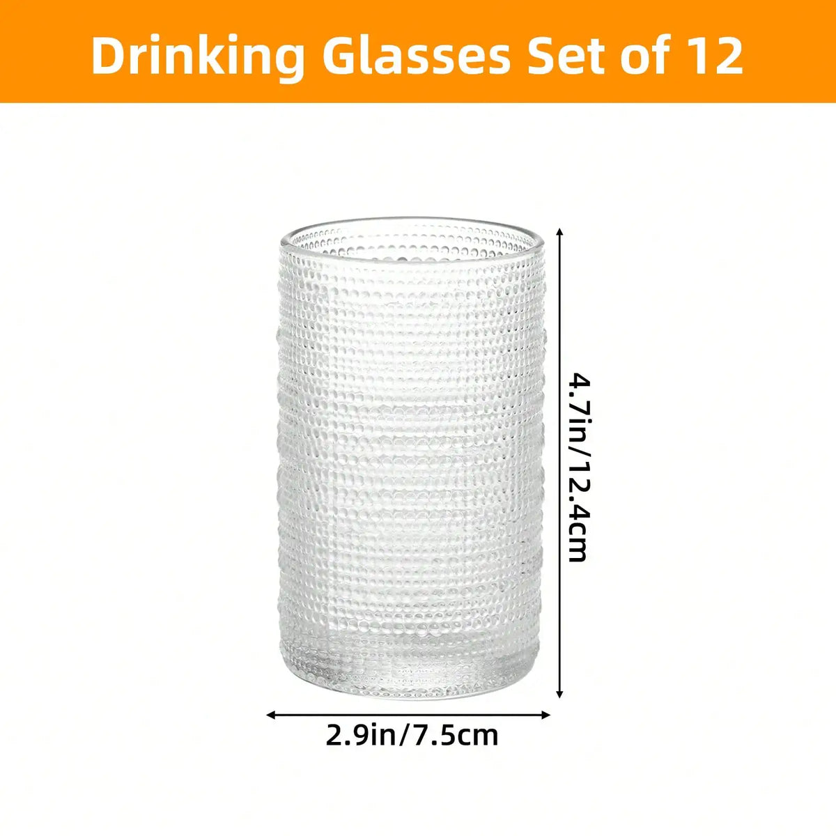 12/16pack Hobnail Drinking Glasses, 12 Oz Highball Glasses & 10 Oz Cocktail Glasses,