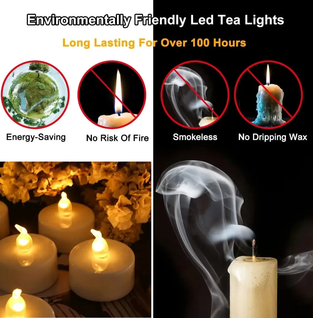 Flameless Flickering LED Tea Lights with Timer