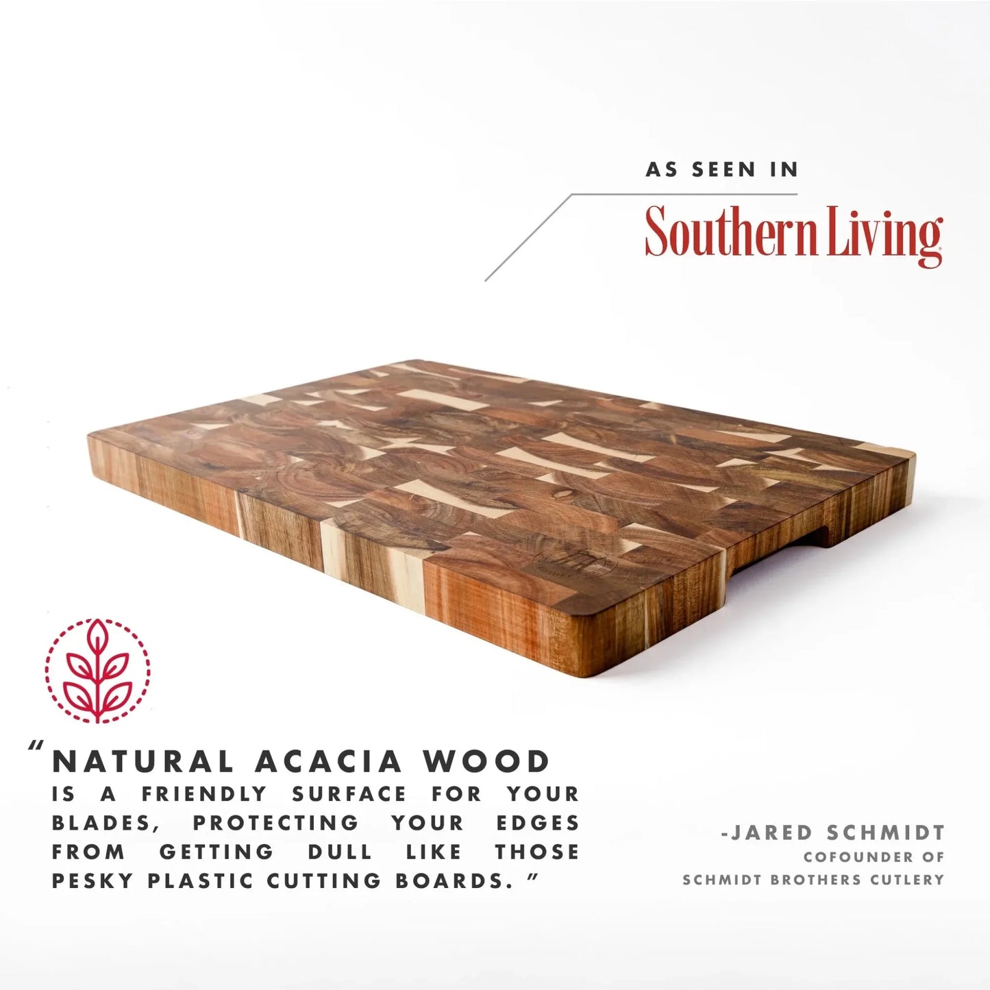 18 Inch Acacia End-Grain Cutting Board, Reversible Wood Butcher Block