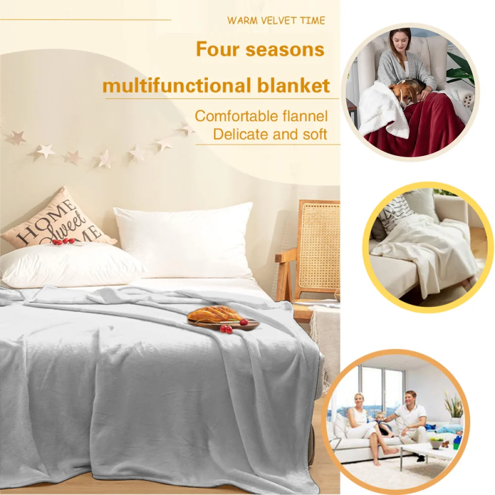 [Flannel Blanket] Neutral Floral Watercolor Blanket Throw Blanket