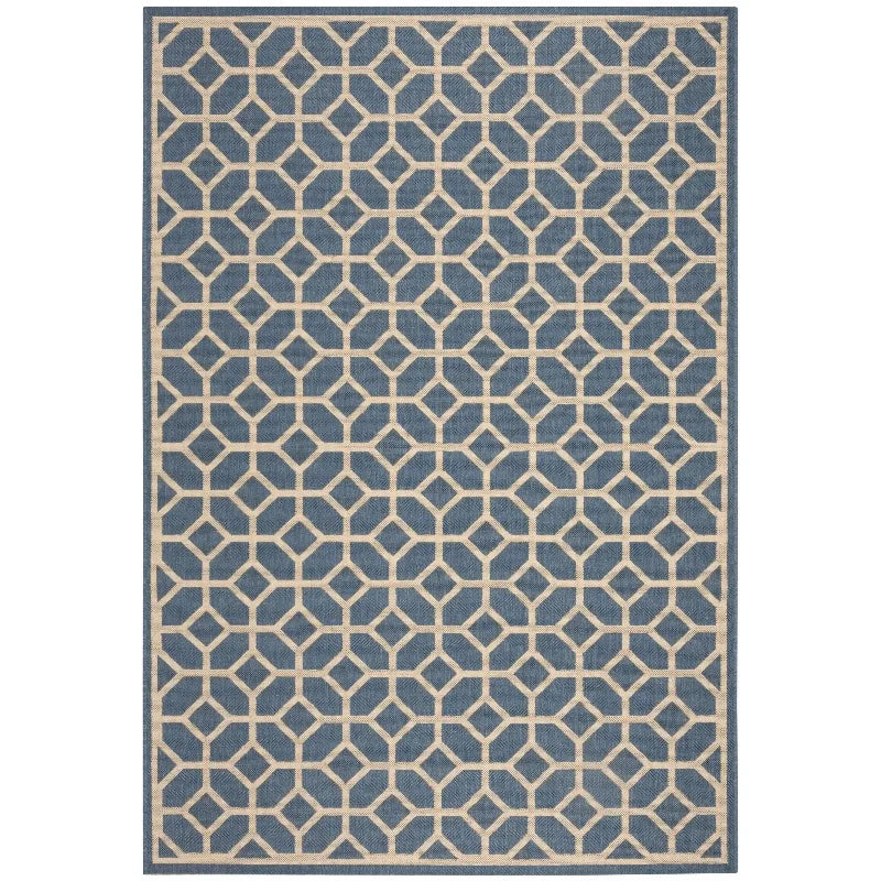 Geometric Indoor/Outdoor Area Rug, Blue/Creme, 2'2" x 4'
