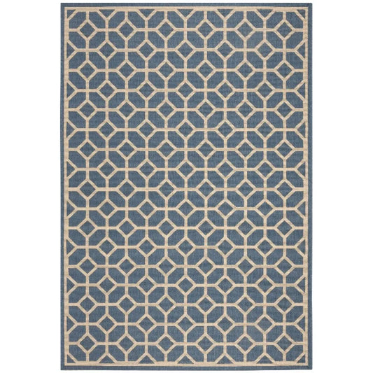 Geometric Indoor/Outdoor Area Rug, Blue/Creme, 2'2" x 4'