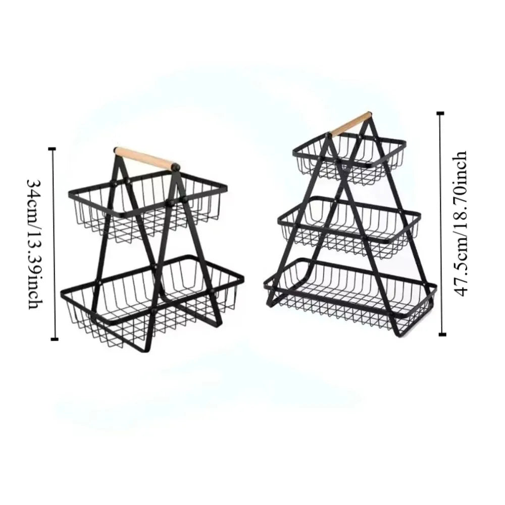 2-Tier Design Fruit Basket 3-Tiers Design Kitchen Organizer