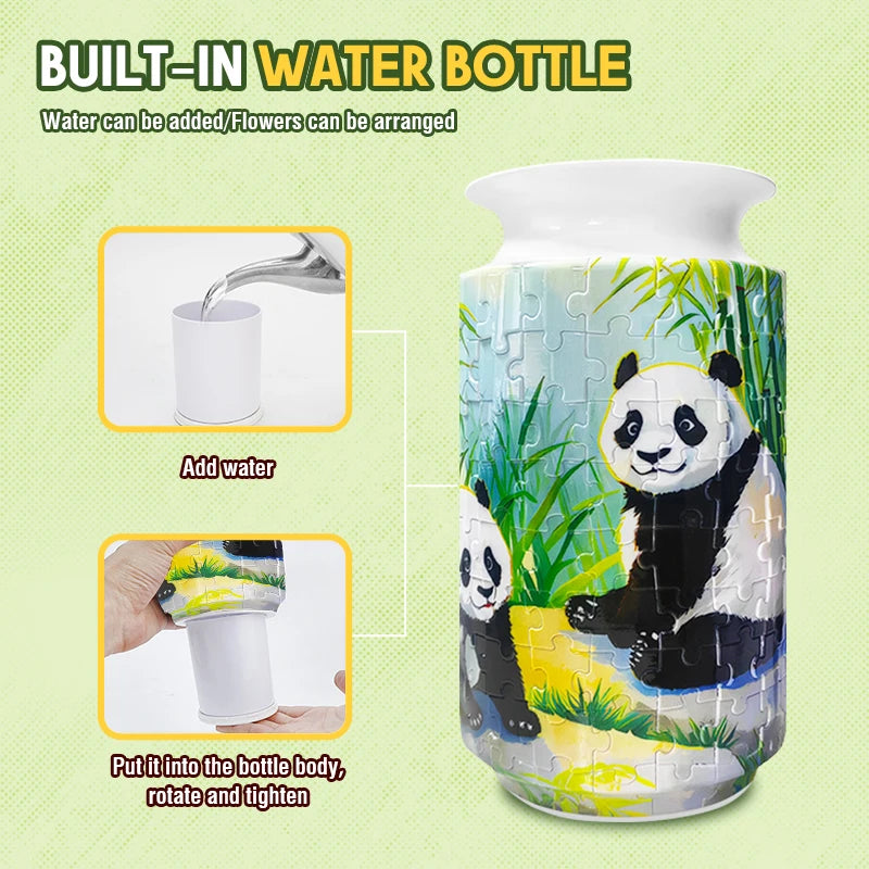 3D Flower Vase Puzzle Panda Porcelain Design Made Plastic