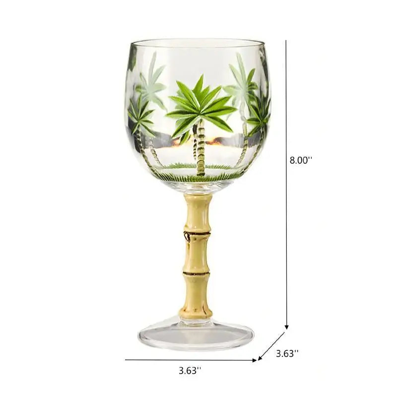 Acrylic Wine Glasses Set of 4 16oz BPA Free Palm Tree