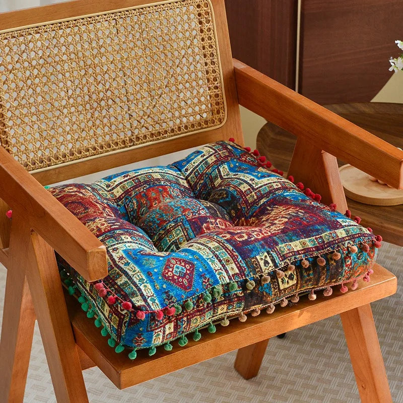 Bohemian Floor Cushion, Thick Linen Seat Mat