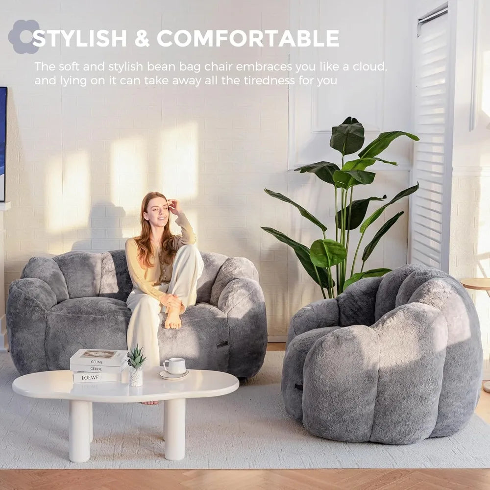 Bean Bag Chair Ultra Soft Faux Fur Floor Sofa