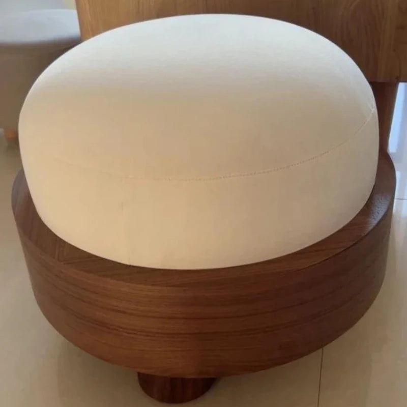 Pouf Furniture Stool Solid Wood Low Shoe Changing